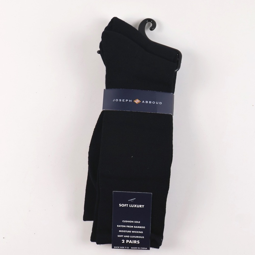 Joseph Abboud Dress Socks 2 Pairs Black Solid Size 7-12 Bamboo Blend NWT
